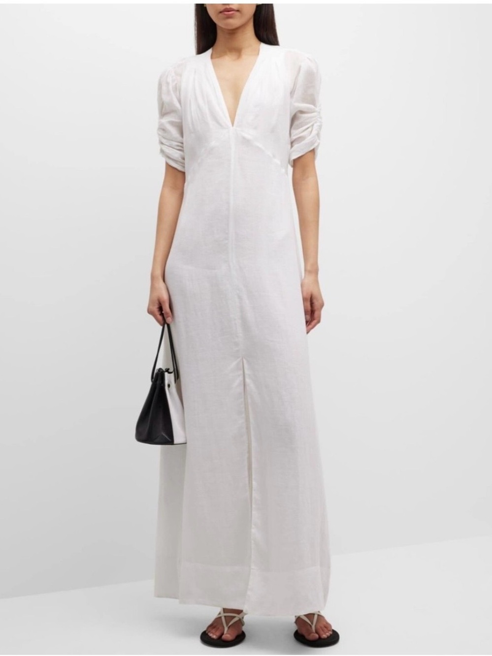 Frame Shirred Sleeve Maxi Dress